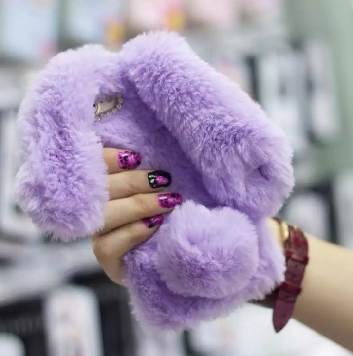 Fluffy Bunny Rabbit Fur Silicone Phone Cases