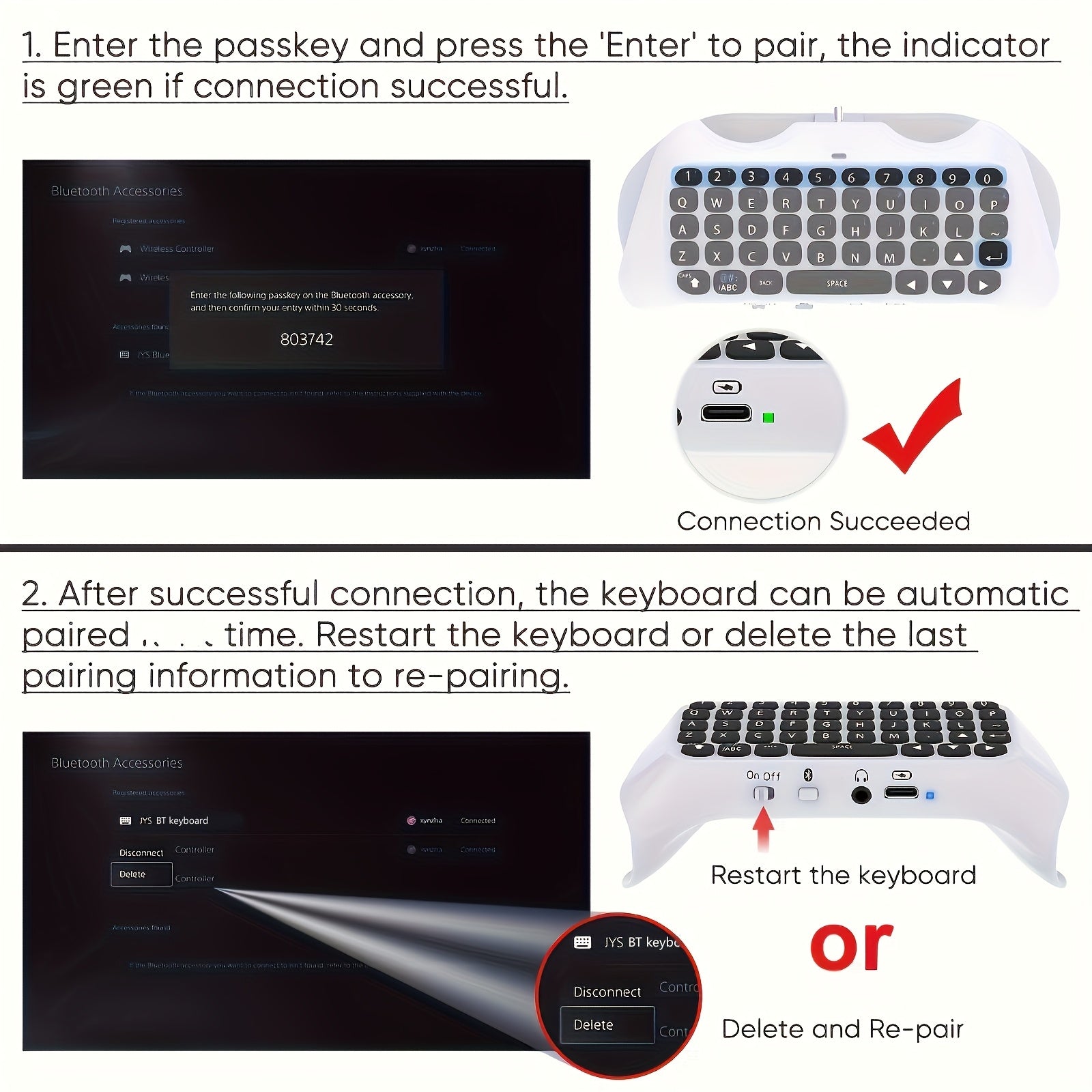 Wireless Controller Keyboard for PS5